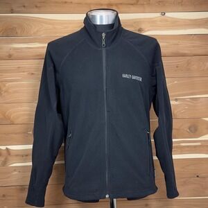 Harley-Davidson‎ Fleece Jacket Full Zip Black Moto Biker Mens Size M